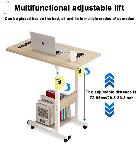 Nileco Mobile Tavolo Overbed con Ruote,Regolabile