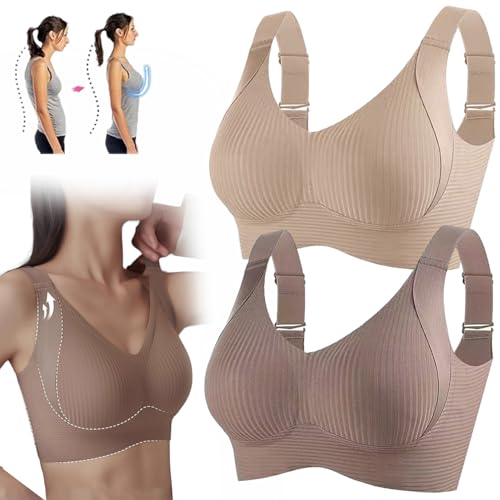 KEYULI Floralshe - Brasier Floralshe para mujer, de color sólido, ajustable, sin varillas, sin costuras, cobertura completa (2 unidades, B, L (50-60 kg))