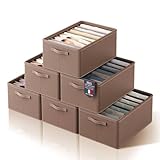 YOYIKKO 6 Pezzi Grandi Organizer per Armadio Vestiti 7 Scomparti, Cestelli Portaoggetti Impilabili, Contenitori per Vestiti Guardaroba per Maglioni, Magliette, Felpe Con Cappuccio (Grigio-60)