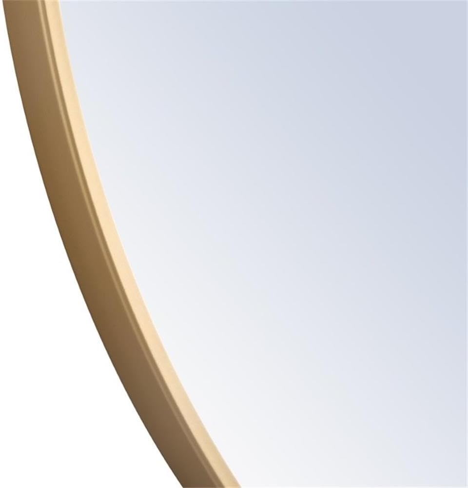 Elegant Decor Rowan 42" Round Metal Frame Hooked Mirror in Brass