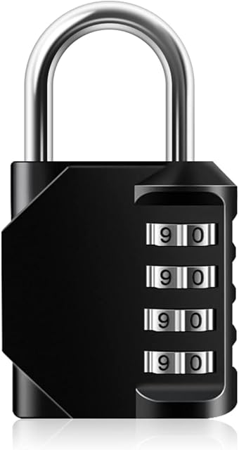 Chyaya Combination Padlock, 4 Digit Padlocks with Code, Locker Padlock for Gym Locker, Weatherproof Outdoor Padlock for Fence gate, Shed, Garage, Shed, Backyard, Hasp Locker (1 Pack Black)