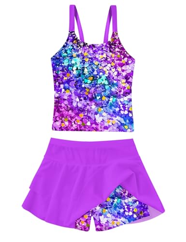 ALISISTER Girls Tankini Swimsuit Two Piece Bathing Suits Summer Beach Swimwear with Shorts for 7-12 Years