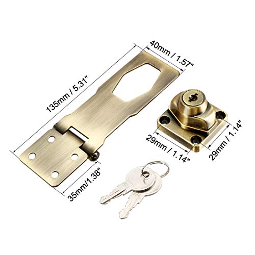 Uxcell Keyed Hasp Lock 135Mm Twist Knob Keyed Locking Hasp For Door Cabinet Keyed Alike Bronze Tone #TOP1