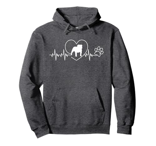 Englisch Bulldogge Herzschlag Pfote Herz Hund Liebe Geschenk Pullover Hoodie