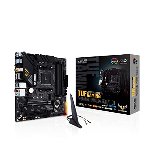 ASUS TUF GAMING B550M-PLUS WI-FI II – Carte mère AMD B550 Ryzen AM4 micro ATX (PCIe 4.0, 2 x M.2, 10 DrMOS, Intel WiFi 6, 2.5 Gb Ethernet, HDMI, DisplayPort, USB 3.2 Gen 2, Aura Sync RGB)