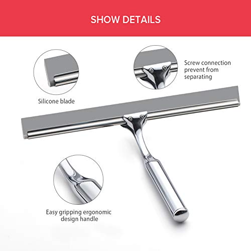 image for Budget & Good 10 inch Shower Squeegee for Shower Doors with Suction Cu