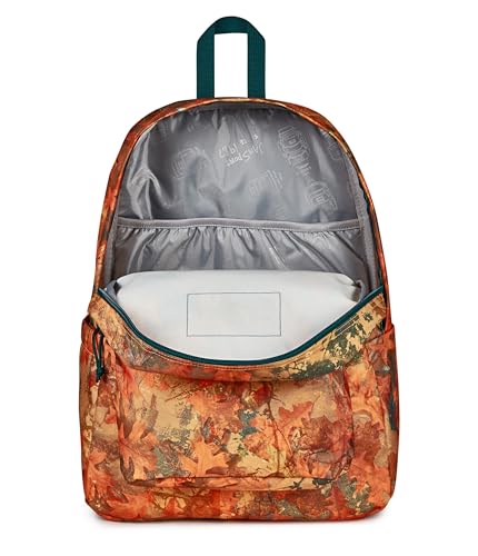 Image of JanSport SuperBreak Plus Backpack with Padded 15-inch Laptop Sleeve and Integrated Bottle Pocket - Spacious and Durable Daypack for Work and Travel, Bogcore Camo Orange /Rust /Teal