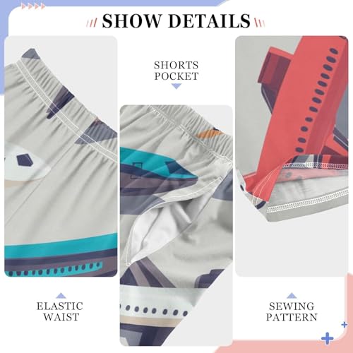 ZZXXB Aircraft Pattern Boys Long Pants Soft Trousers Elastic Waist Kids Lounge Bottoms with Pockets S-XL4