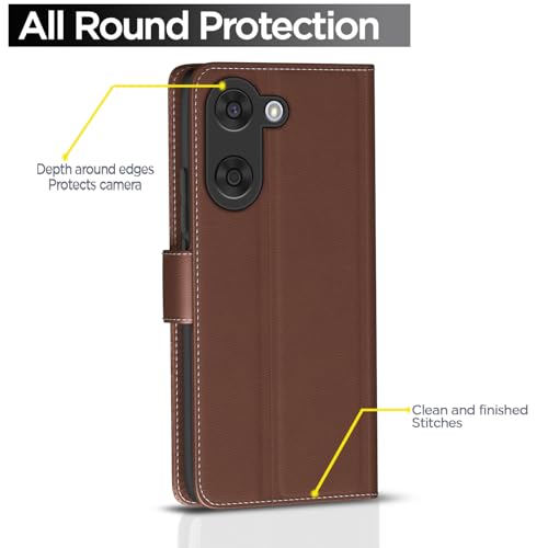 Image of Amazon Basics Flip Cover for OnePlus Nord CE 5 5G | Leather Finish | Wallet Stand and Shock Proof | Complete Protection Flip Case (Tan)