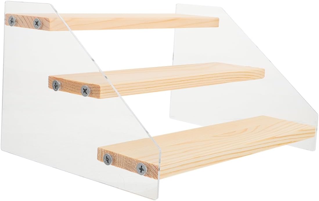 MAGICLULU Beige Tiered Dessert Display Stand Wood and Acrylic, Two Layer