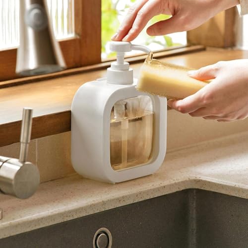 Image of HomeWiz Soap Dispenser 300ml Each | Pack of 2 | Handwash Dispenser Bottle for Kitchen & Bathroom | Soap Dispenser For Wash Basin | Refillable, Clear Body, Rust-Free Pump, for Handwash & Dishwash|White