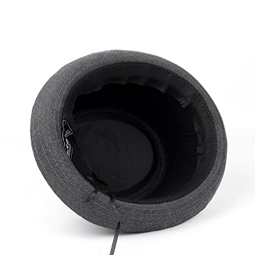 GHC-Casquettes-et-Chapeaux-1pcs-Dad-Dad-Bowler-Porkpie-Jazz-Chapeau-Men-Fedora-Chapeau-Appartement-Porc-Pie-Chapeau-for-Gentleman-Big-Taille-S-m-l-XL-Couleur-Dark-Gray-Taille-7-18