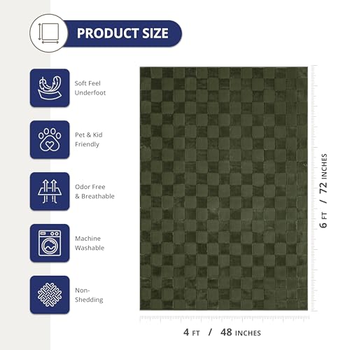 Tapete Abani ajedrez 4'x6' suave y lavable miniatura 2