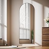 Koonmi Arched Full Length Mirror, Right Angle Design, Medium Size 165×60cm, Full Length Mirror with Stand, Made of Tempered Glass Suitable for Bedroom, Entryway, Living Room, Black - Image 7