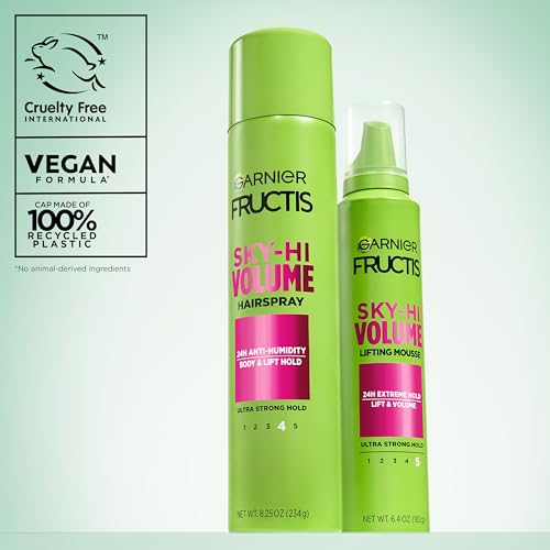 Garnier Fructis Sky-Hi Volume Hairspray, Anti-Humidity Volumizing Spray With Bamboo Extract, Provides 24-Hour of Flexible Hold and Frizz Control, 8.25 oz, 2 Count (Packaging May Vary) - image 8