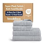 Brooklinen Super-Plush Bath Towel and Hand Towel Set - 2 Bath Towels, 2 Hand Towels - Cotton, Highly Absorbent (Smoke)