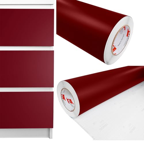 Folia samoprzylepna dekoracyjna ciemnoczerwona ploterowa jednokolorowa jednolita okleina meblowa matowa szafka regał stół rolka 100x5000 cm Burgund Mat