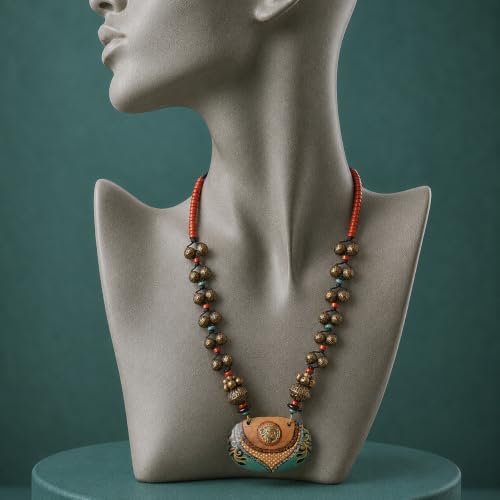 Image of Handcrafted Tribal Dhokra & Floral Charm Necklace Collection | Artisan Brass, Glass & Contemporary Statement Necklaces for Women | Ethnic, Elegant & Artistic Jewelry