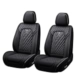 KSJH Car Seat Cover for Toyota Tacoma 2000-2025,Premium Nappa Leather Breathable Waterproof Sports Seat Cover,Easy to Install Automotive Seat Covers Front Pair(Black)