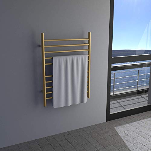 Amba Radiant Straight Rwh-Ssb 10-Bar Hardwired Towel Warmer In Satin Brass #TOP1
