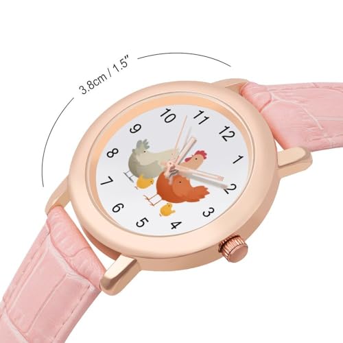 Chickens and Chicks Fashion Damen Armbanduhren Analog 3 Zeiger-2