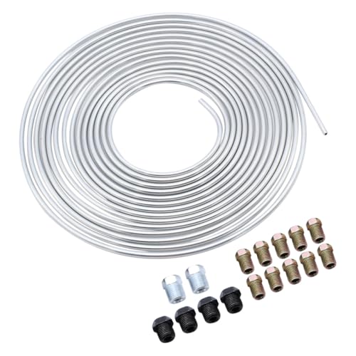 TOYANDONA Kit Línea de Freno de Automóvil 3/16 Od 25 Pies Bobina de Tubo de Freno de Acero Compatible Sistemas Hidráulicos y Transmisión Flexible y Resistente para Recambios Automotrices