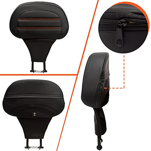 FOVPLUE Adjustable Rider Backrest, Detachable Plug-in Driver Backrest Pad w/Mounting Kit for Harley Touring CVO Road Glide Street Glide Tri Glide FLHTK/L Electra Glide Road King 2009-2023,Style 2