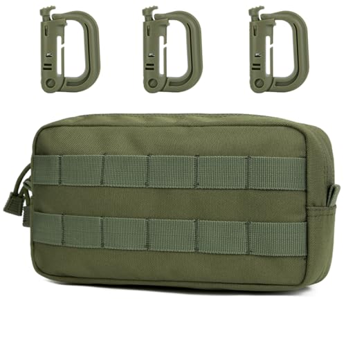 MUCHER Molle Tasche Taktische Hüfttaschen EDC Utility Bauchtasche Hüfttasche mit 3 Haken für Outdoor Wandern Jagdcamping Training (A - Armeegrün)
