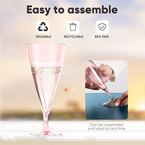 Zonbaizey Champagne Flutes Plastic - 16 Pack Plastic Champagne Glasses, Shatterproof & Reusable Stemless Champagne Flutes, Bpa-Free Mimosa Glasses Plastic - Perfect For Weddings, Birthdays, Parties #TOP4