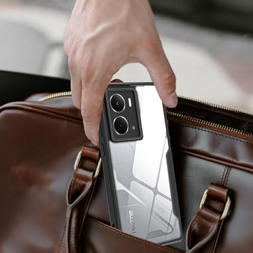 Image of A rtistque Clear Hard Transparent Acrylic Armor Anti-Drop Shockproof TPU Edge Back Cover Case for Realme P3 5G - Black