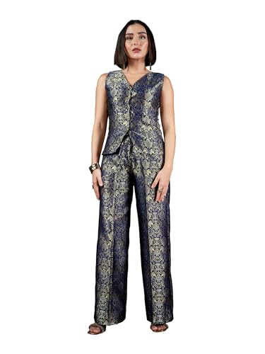 Image of PURVAJA Womenn's Sleeveless Shirt Pant Printed Co-Ords Set