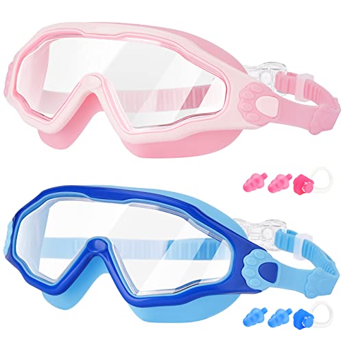 EasYoung Kids Swimming Goggles - 2 Pack Kid Swim Goggles for Boys Girls Junior Children age 6-14, Quick Release Strap Anti-Leak Goggles for Child