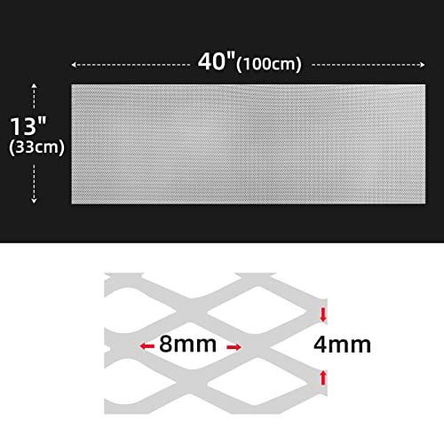 Image of AggAuto Universal 40 inchx13 inch Car Grill Mesh - Aluminum Alloy Automotive Grille Insert Bumper Rhombic Hole 4x8mm, One of the Most Multifunctional Shape Grids White