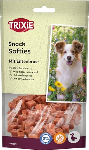 TRIXIE Hundeleckerli PREMIO Hunde-Duck Softies 100g - Premium Leckerlis für Hunde glutenfrei - ohne Getreide & Zucker, schmackhafte Belohnung für Training & Zuhause - 31869