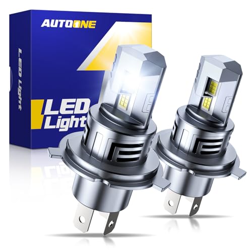 Image of AUTOONE H4 LED Light Bulbs Upgraded 900% 50000LM Brightness 6500K White H4 /9003 /HB2 Hi Lo w /Cooling Fan for Halogen, 1:1 Size 99% Compatibility, Plug-N-Play, Longer Lifespan