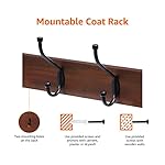 Amazon Basics Wall-Mounted Coat Rack, 5 Hook, Light Walnut | Farmhouse, Rectangular - Image 2