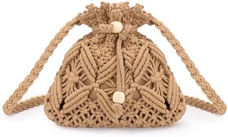Peicees Crochet Summer Purse for Women Small Drawstring Crossbody...