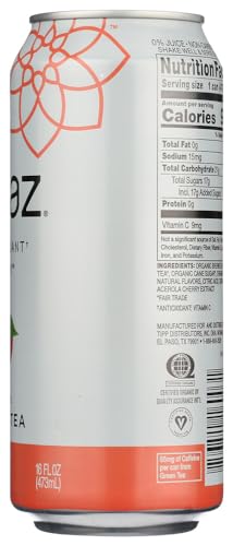 Steaz Organic Lightly Sweetened Iced Green Tea, Peach, 16 FL OZ (Pack of 12)