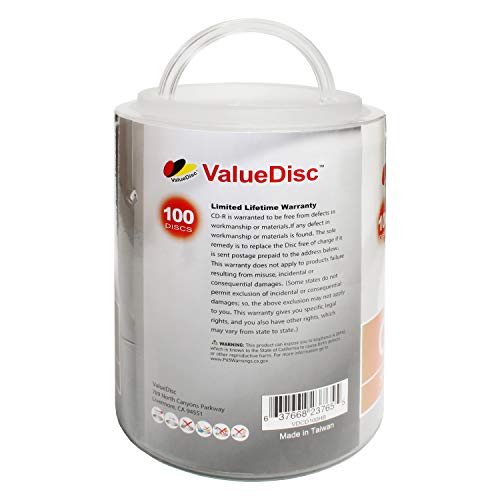 Value Disc 52X 700MB CD-R 100PK Spindle with Handle - Thumbnail 2