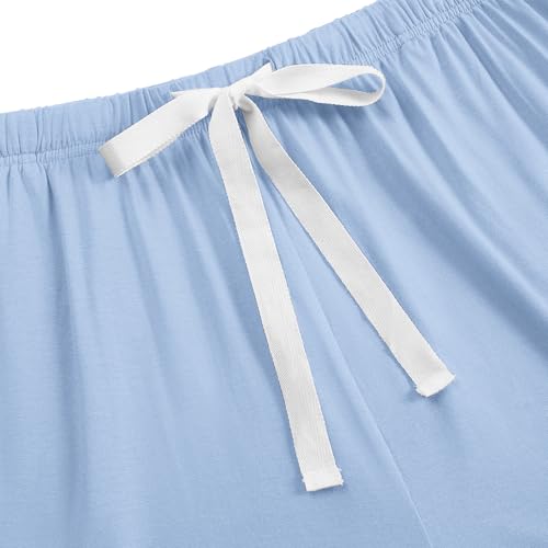 Image of HNG 2 Piece Pajama Sets for Women Button Up Summer Short Pj Set for Women Pj Sets Light Blue, S