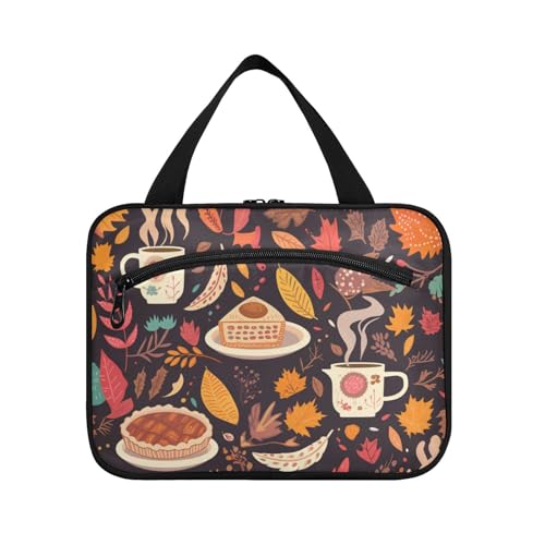Autumn Cake Turkey Fall Leaves Hanging Travel Bags for toiletries