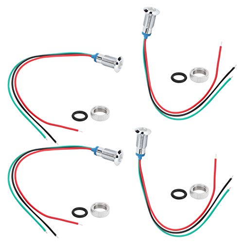 ZJchao PreWired Round LEDs, Led Diode Lights Micro Led Lights 4 Sets 8mm Common Cathode Design for Modification and Industrial Control (Red Green)