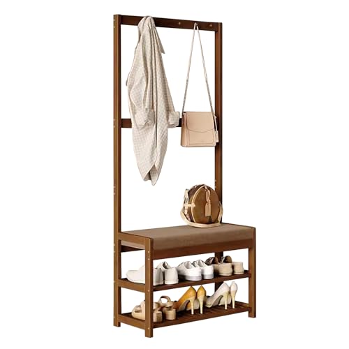 Meuble d'entrée en bois marron idéal pour organiser un appartement ou un studio