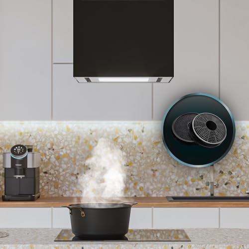 Cecotec Quadratische Insel-Dunstabzugshaube 44 cm Bolero Flux Cct 448000 Glass Black A++. Schwarze Glasoptik, Saugleistung 800 m³/h, 210-W-Motor, 3 Leistungsstufen, Kohlefilter