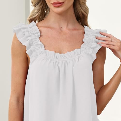 Womens Pajama Sets Ruffle Tank Top and Shorts Sleepwear 2 Piece Pjs Set Soft Sleeveless Summer Lounge Sleep Nightwear4