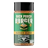 Fire & Smoke Back Porch Burger Seasoning | BBQ Rub for Smoking and Grilling Meat | Beef, Pork, Chicken, Turkey, Veggie | BBQ Rubs and Spices | Brown Sugar, Onion, Paprika, Black Pepper | M 6.5 oz