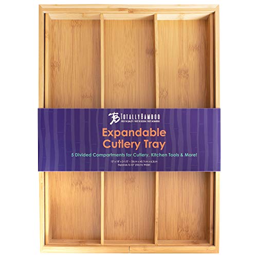Totally Bamboo Expandable 5-Compartment Drawer Organizer, Expands From 13 To 22" Wide #TOP5