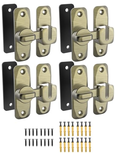 MeBantoo 90/180 Degree Flip Barn Door Lock, Sliding Door Latch, Bronze-4PCS