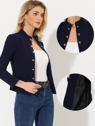 Allegra K Open Front Blazers for Women's Casual Long Sleeves Buttons Office Suit Jacket2