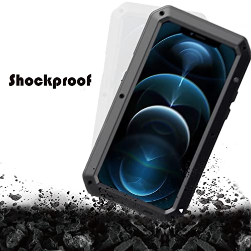 Coque iPhone 13 Pro Max antichoc en métal noir avec protège-écran